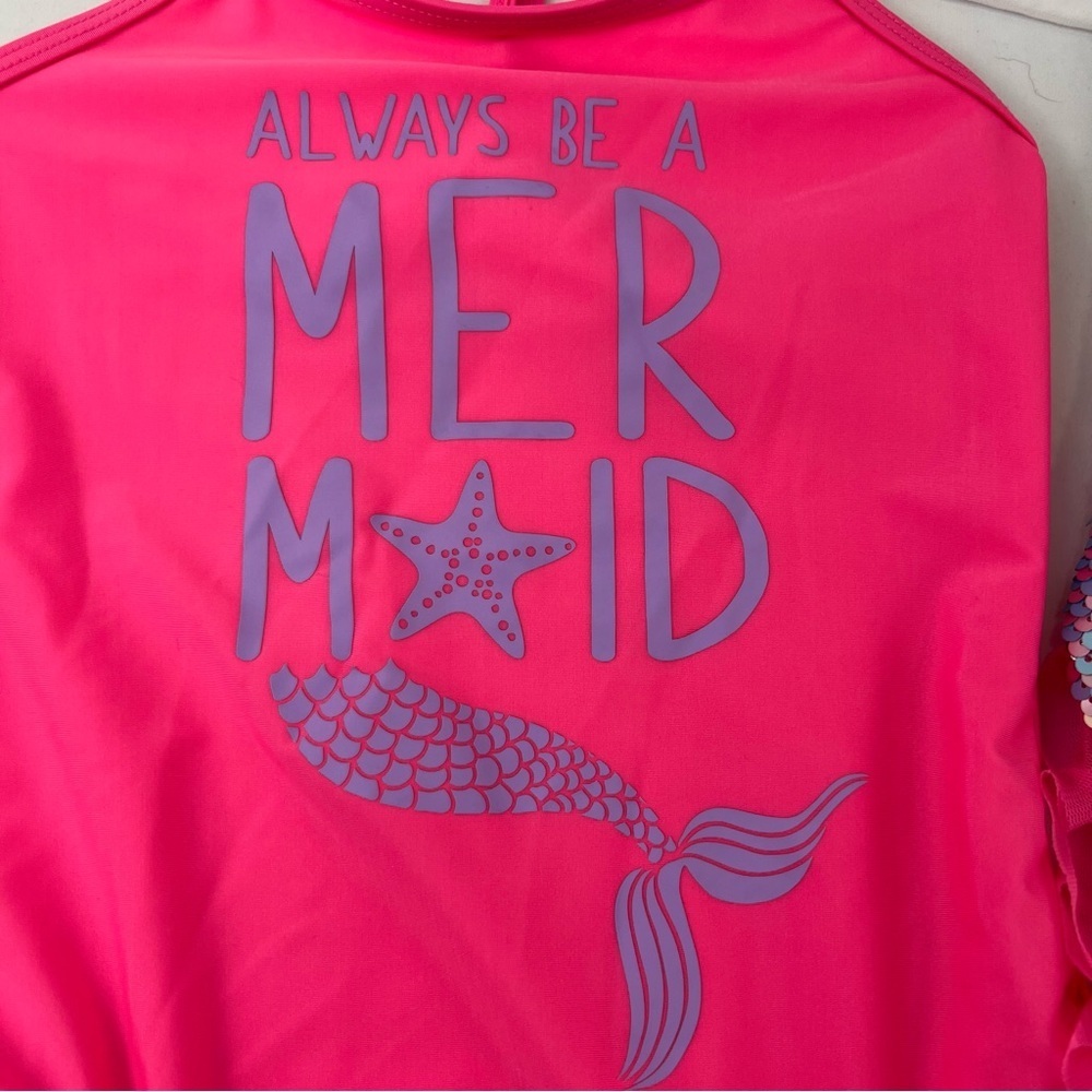 Wonder Nation - Girl's Swim Suit with Mermaid Tail - Pink -Sequins - 6/6x -Small - Picture 6 of 13